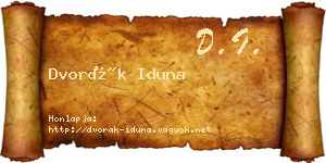 Dvorák Iduna névjegykártya